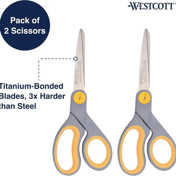 8-Inch Titanium-Bonded Scissors with Adjustable Glide Feature for Office and Hom - Picture 2 of 8